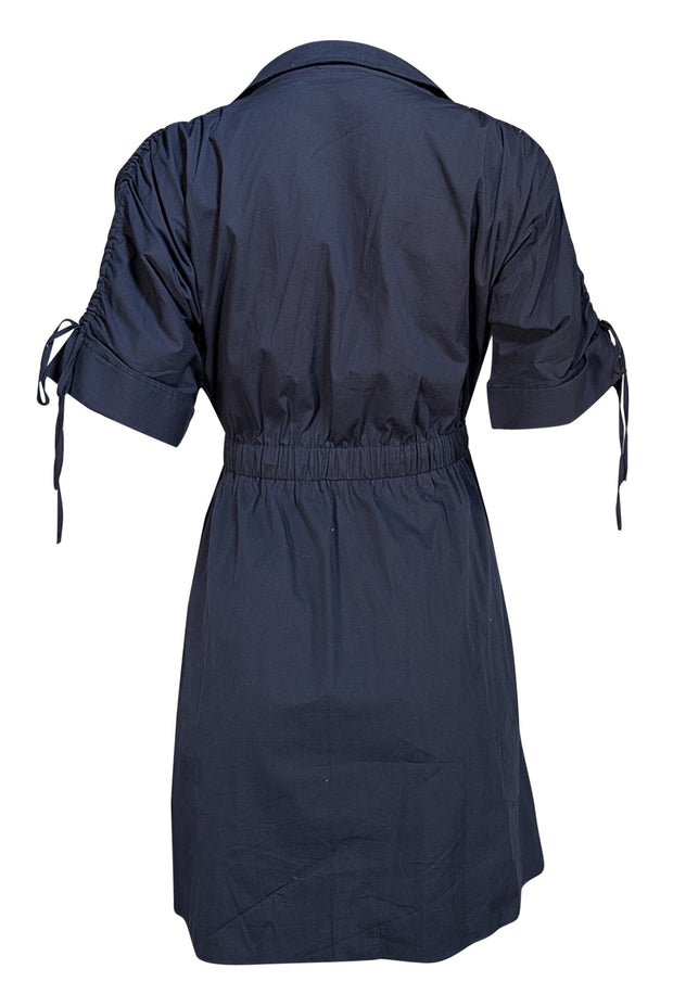 Cinq a Sept - Black Poplin Ruched Sleeve Mini Dress Sz XS - Current Boutique