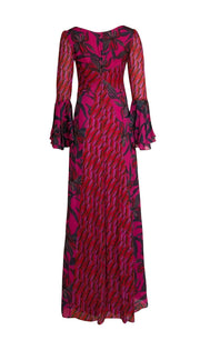 Diane von Furstenberg - Pink & Teal Print "Selena" Dress Sz 2 - Current Boutique