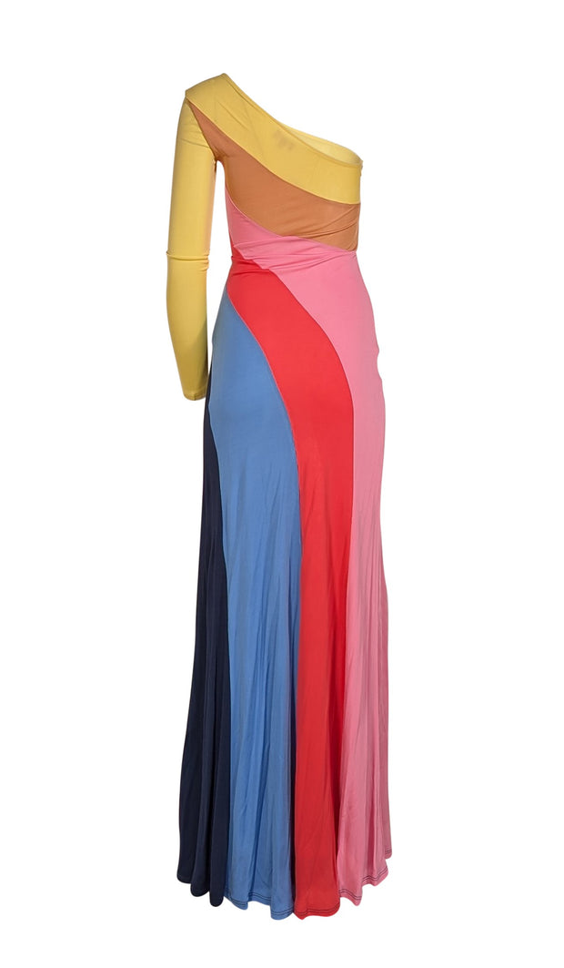 Staud - Multicolor Colorblock "Serena" On Sleeve Maxi Dress Sz S