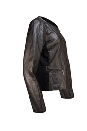 Lafayette 148 - Black Leather Quilted Jacket Sz 14 - Current Boutique