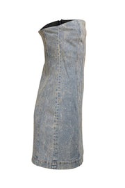 Alice & Olivia - Medium Wash Blue Denim Strapless Dress Sz 8 - Current Boutique