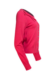 Kate Spade - Fuchsia Pink w/ Rhinestone Buttons Cardigan Sz M - Current Boutique