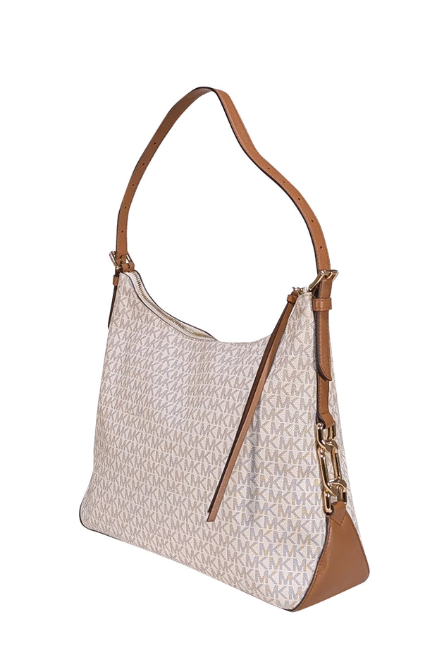 Michael Kors - Ivory & Beige Monogram Print Shoulder Bag - Current Boutique