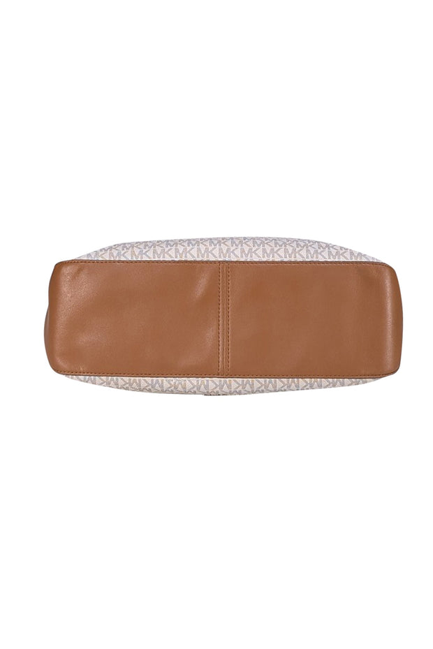 Michael Kors - Ivory & Beige Monogram Print Shoulder Bag - Current Boutique