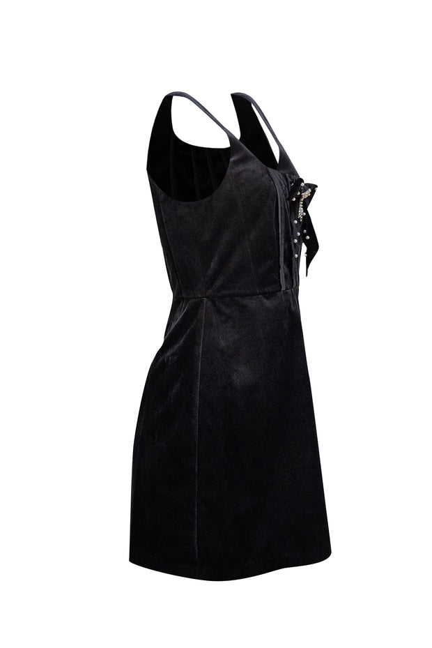 LoveShackFancy - Black Velvet Bow Detail Collins Dress Sz 8