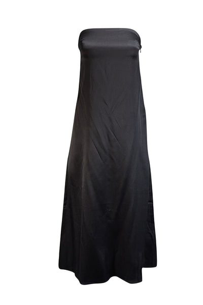 Anine Bing - Black Silk "Megan" Strapless Midi Dress Sz S - Current Boutique