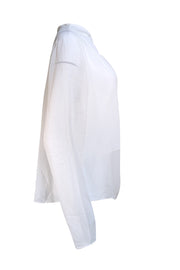 Lapointe - White Georgette Draped Long Sleeve Blouse Sz L - Current Boutique