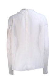 Lapointe - White Georgette Draped Long Sleeve Blouse Sz L - Current Boutique