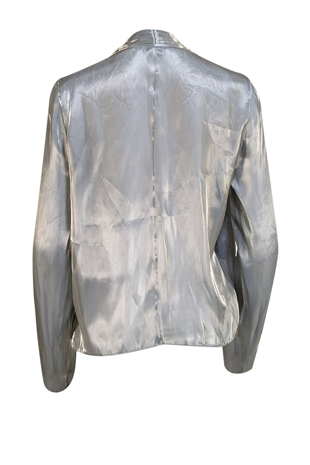 Lapointe - Silver Metallic Organza Wrap Blouse Sz 4 - Current Boutique