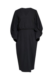 Lela Rose - Black Ruffle Sleeve Midi Dress Sz 6 - Current Boutique