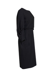Lela Rose - Black Ruffle Sleeve Midi Dress Sz 6 - Current Boutique