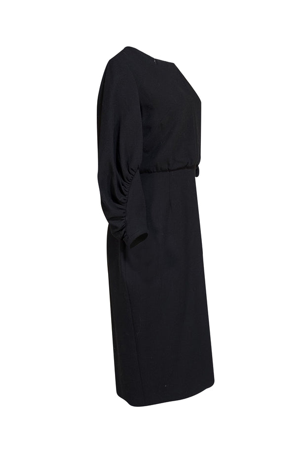 Lela Rose - Black Ruffle Sleeve Midi Dress Sz 6 - Current Boutique