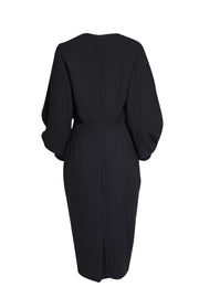Lela Rose - Black Ruffle Sleeve Midi Dress Sz 6 - Current Boutique