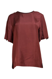 Lapointe - Maroon Silk Short Sleeve Shirt Sz 6 - Current Boutique
