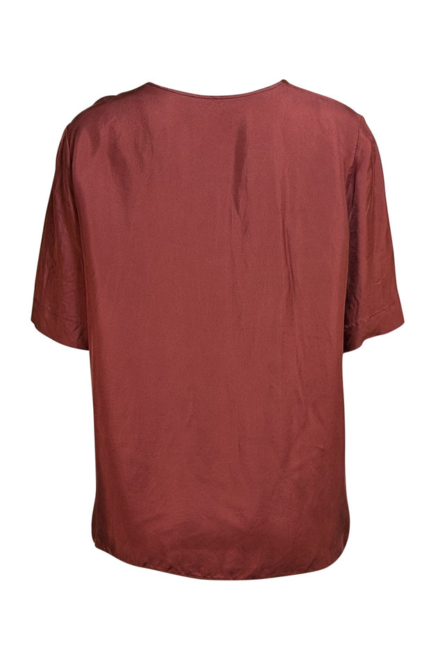 Lapointe - Maroon Silk Short Sleeve Shirt Sz 6 - Current Boutique