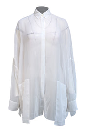 Lapointe - White Sheer Chiffon Oversized Shirt Sz XS - Current Boutique
