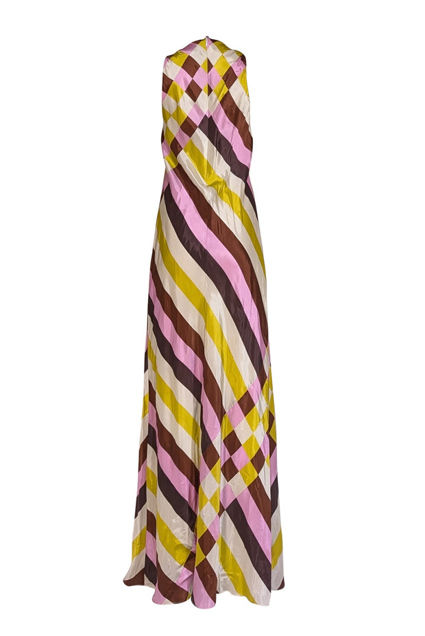 Lela Rose - Cream, Brown, Lavender, & Chartreuse Print Sleeveless Formal Dress Sz 4 - Current Boutique