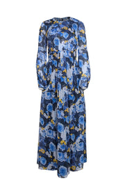 Lela Rose - Blue, Navy, & Yellow Floral Print Maxi Dress Sz 6 - Current Boutique