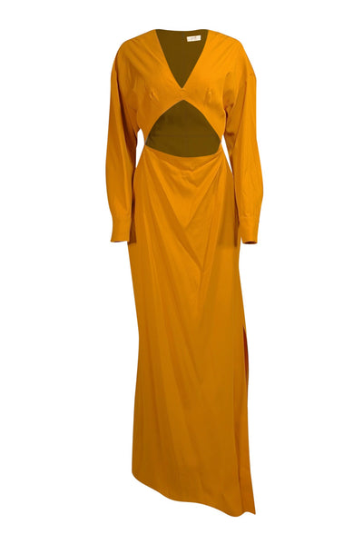 Lapointe - Yellow Crepe Cut-Out Maxi Dress Sz 6 - Current Boutique