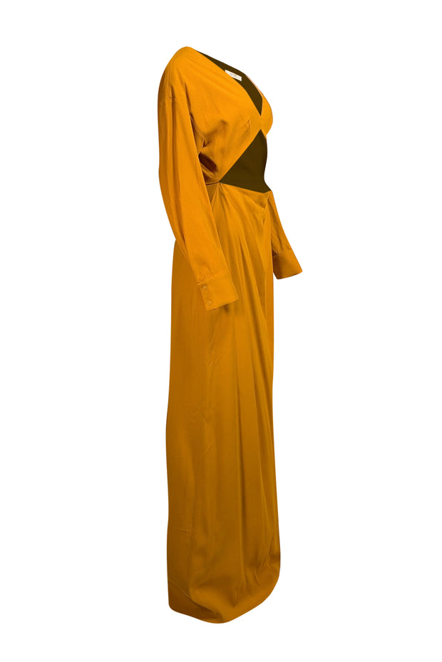 Lapointe - Yellow Crepe Cut-Out Maxi Dress Sz 6 - Current Boutique