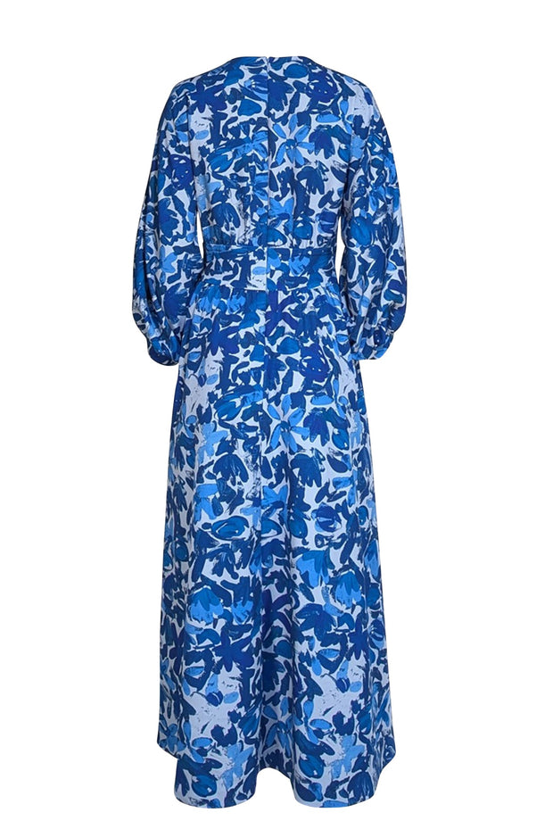 Lela Rose - Multi Blue Floral Print Maxi Dress Sz 6 - Current Boutique