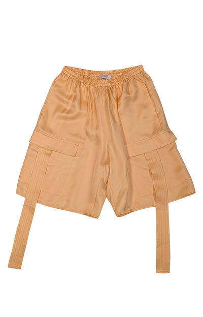 Lapointe - Pastel Orange Silk Cargo Shorts Sz XS - Current Boutique