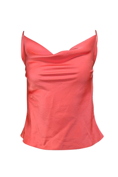 Lapointe - Coral Satin Cowl Neck Top Sz 4 - Current Boutique