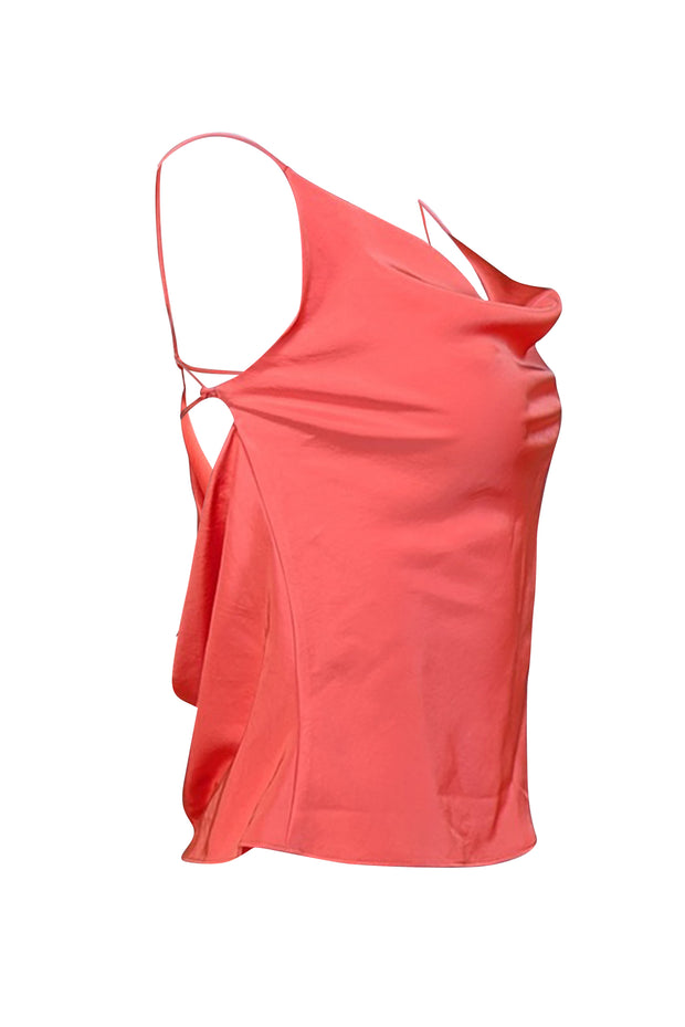 Lapointe - Coral Satin Cowl Neck Top Sz 4 - Current Boutique