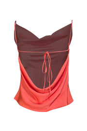 Lapointe - Coral Satin Cowl Neck Top Sz 4 - Current Boutique