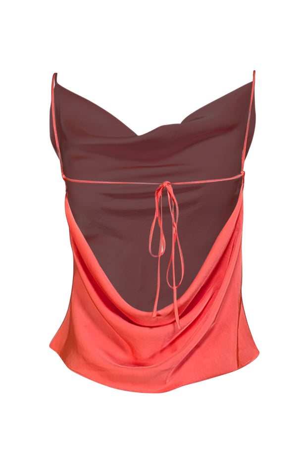 Lapointe - Coral Satin Cowl Neck Top Sz 4 - Current Boutique