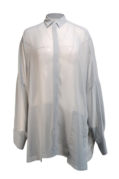 Lapointe - Light Blue Sheer Chiffon Oversized Shirt Sz XS - Current Boutique