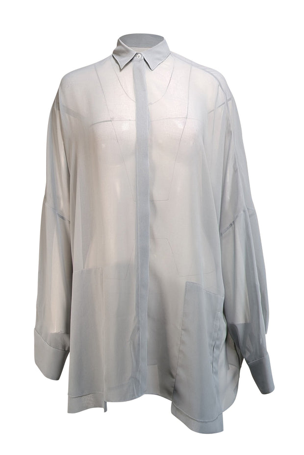 Lapointe - Light Blue Sheer Chiffon Oversized Shirt Sz XS - Current Boutique