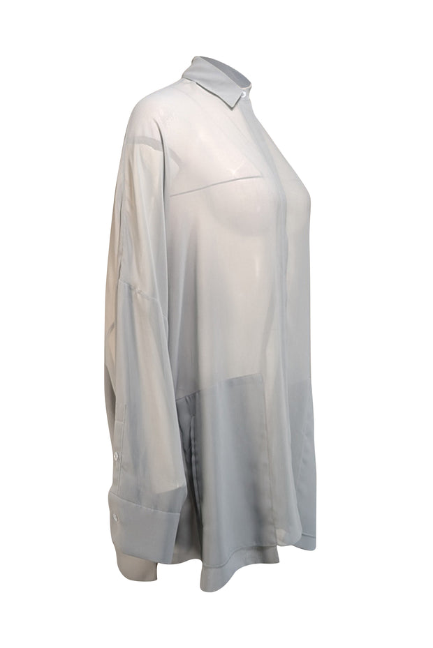 Lapointe - Light Blue Sheer Chiffon Oversized Shirt Sz XS - Current Boutique
