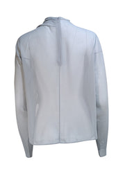 Lapointe - Light Blue Georgette Draped Long Sleeve Blouse Sz S - Current Boutique