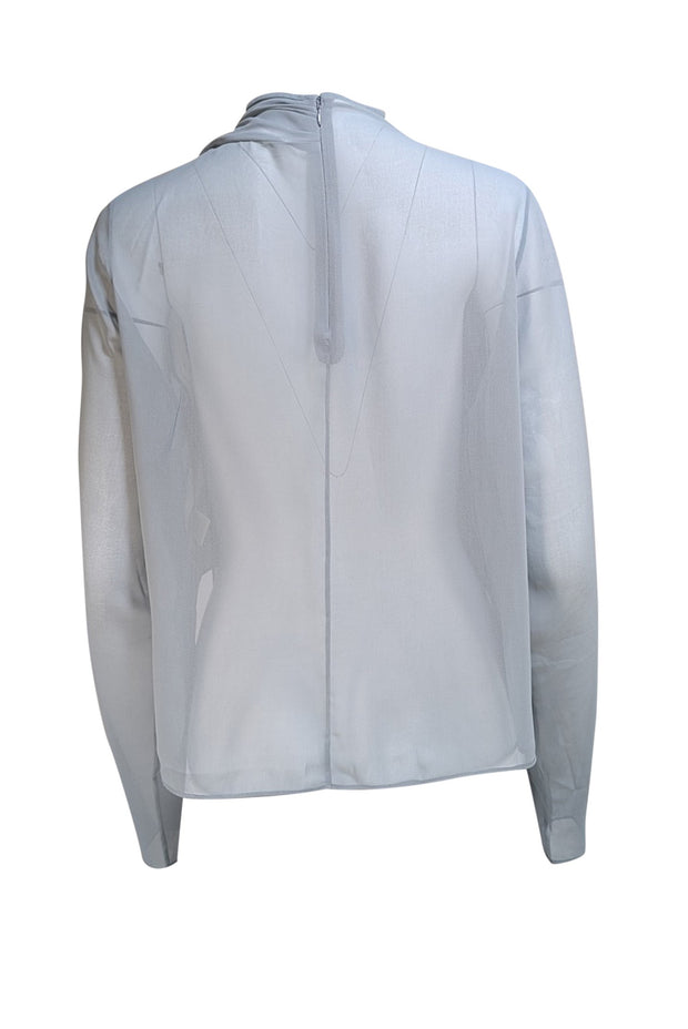 Lapointe - Light Blue Georgette Draped Long Sleeve Blouse Sz S - Current Boutique