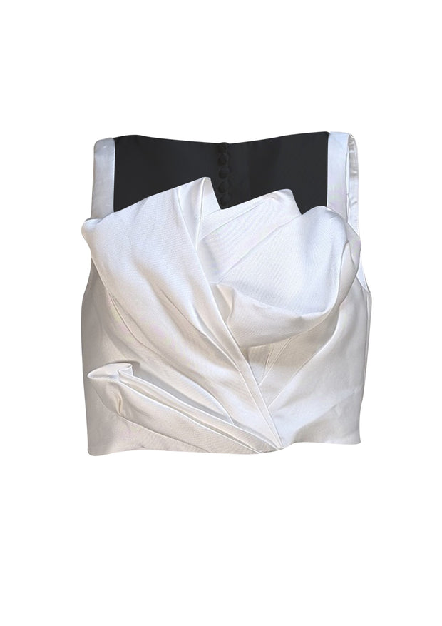 Lela Rose - White Draped Tulip Crop Tank Top Sz 6