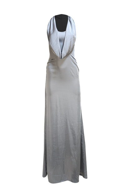 Lapointe - Grey Satin Cowl Neck Formal Dress Sz 00