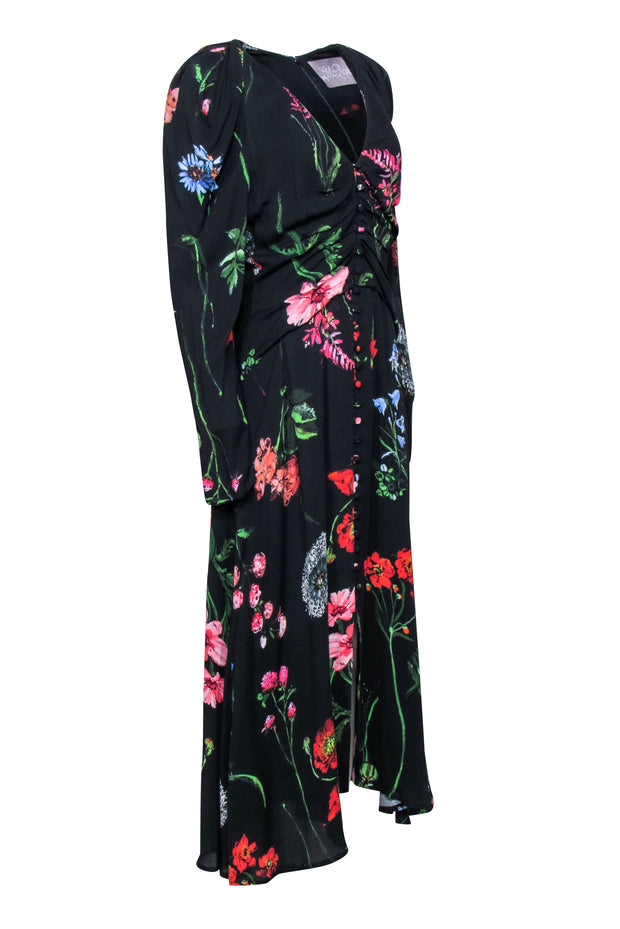 Lela Rose - Black & Multi Color Floral Maxi Dress Sz 6 - Current Boutique