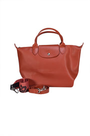Longchamp - Rust Orange Leather "Le Pliage" Satchel Bag