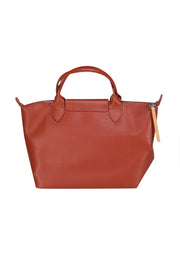 Longchamp - Rust Orange Leather "Le Pliage" Satchel Bag