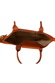 Longchamp - Rust Orange Leather "Le Pliage" Satchel Bag