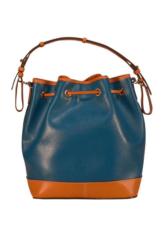 Dooney & Bourke - Teal Blue Leather Large Bucket Bag - Current Boutique