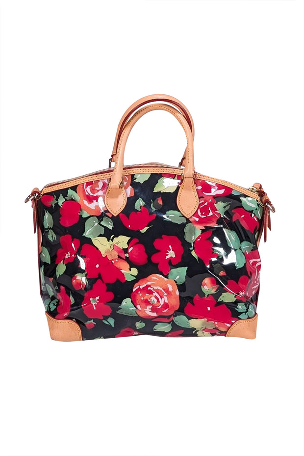 Dooney & Bourke - Black & Red Floral Satchel Bag - Current Boutique
