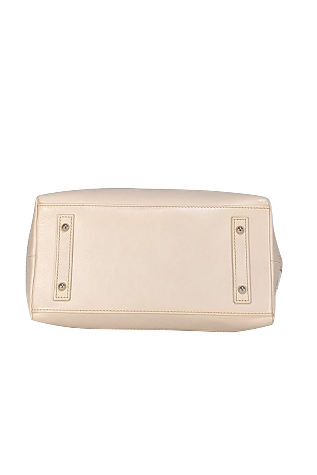 Dooney & Bourke - Ivory & Cream Croc Embossed Leather Satchel Bag - Current Boutique