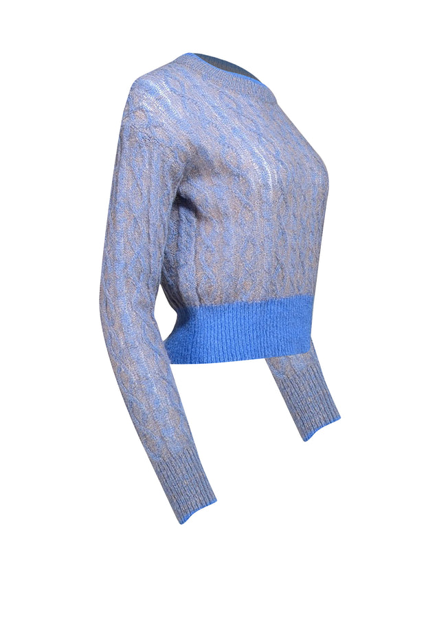 Veronica Beard - Blue & Tan Alpaca Blend Sweater Sz XS - Current Boutique