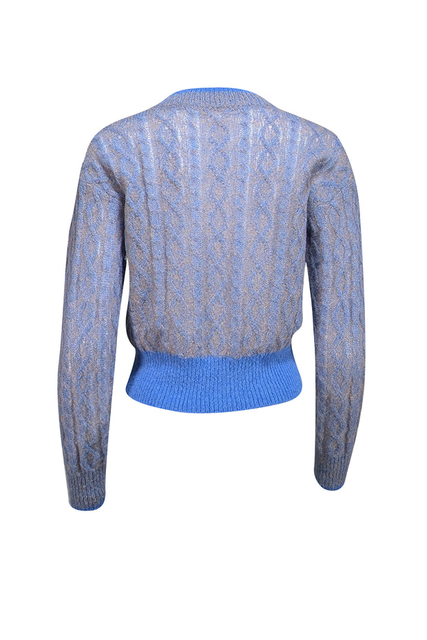 Veronica Beard - Blue & Tan Alpaca Blend Sweater Sz XS - Current Boutique