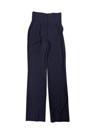 Dolce & Gabbana - Black, Grey, & Maroon Striped Wide-Leg Trousers Sz 4 - Current Boutique