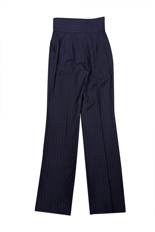 Dolce & Gabbana - Black, Grey, & Maroon Striped Wide-Leg Trousers Sz 4 - Current Boutique
