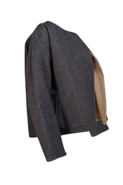 Eileen Fischer - Grey & Tan Reversible Alpaca Wool Blend Short Jacket Sz XS - Current Boutique