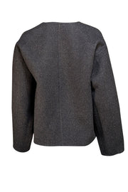 Eileen Fischer - Grey & Tan Reversible Alpaca Wool Blend Short Jacket Sz XS - Current Boutique